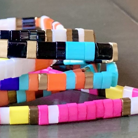 Handmade Friendship Miyuki Tila Glass Beaded Elastic Stretch Bracelets 6 Styles - Picture 3 of 14